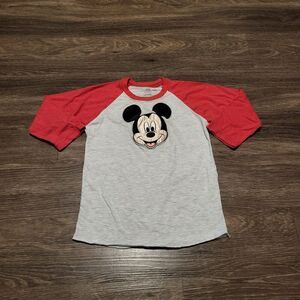 Youth Baseball Tee Mickey Mouse Red and Grey Size Small